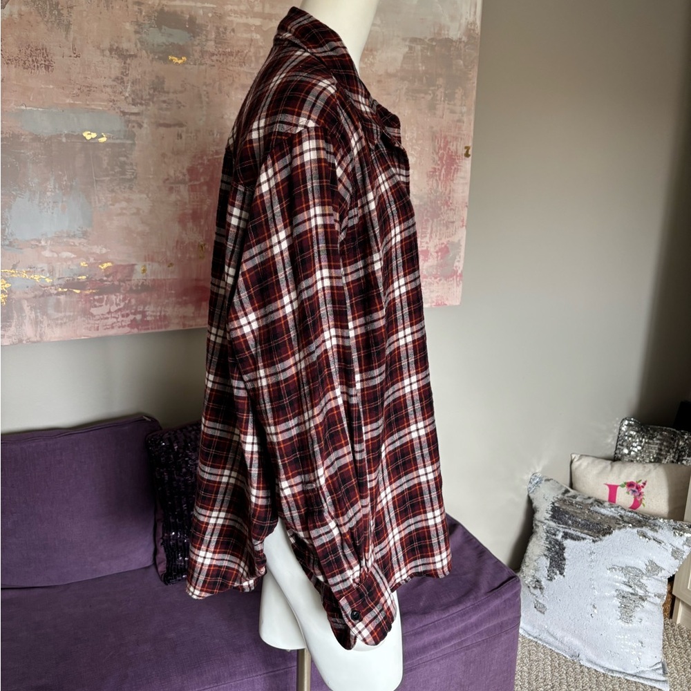 Lane Bryant Burgundy and White Oversized Plaid Shirt Szie‎ 18/20 - Picture 4 of 10